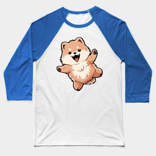 Cute Pomeranian Jumping Baseball T-Shirt